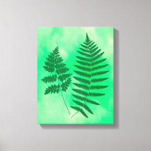 Impressão Em Tela Fern Fronds, Verde em uma Câmera de Fundo de Aqua