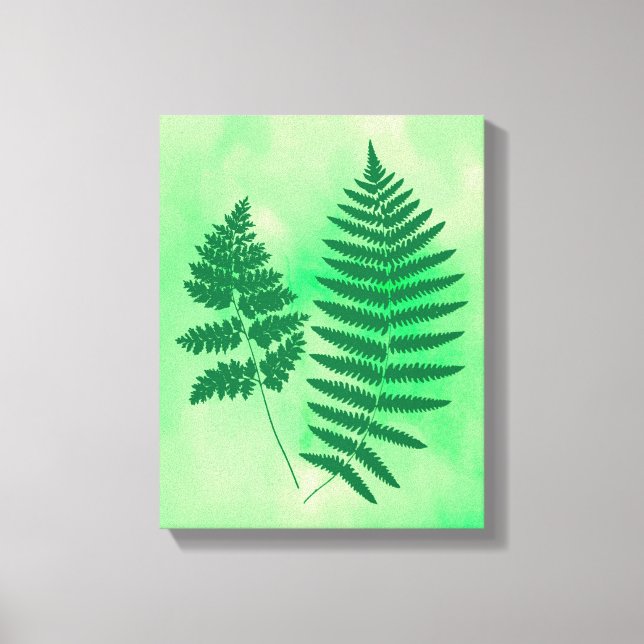 Impressão Em Tela Fern Fronds, Verde em uma Câmera de Fundo de Aquar (Frente)