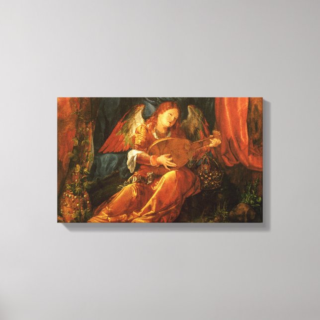 Impressão Em Tela Festa da Coroa de Rosas Anjo por Albrecht Durer (Frente)