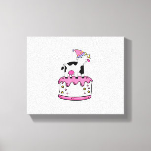 Impressão Em Tela Festa de Bolo de Bolo de Bolo de Vaca, Farmante de