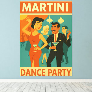 Impressão Em Tela Festa de Dança Martini Meados do Século