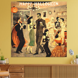 Impressão Em Tela Festa de Martini de Halloween Retro Meados do Sécu
