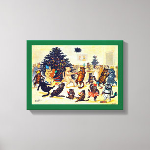 Impressão Em Tela Festa de Natal de Cat, Louis Wain