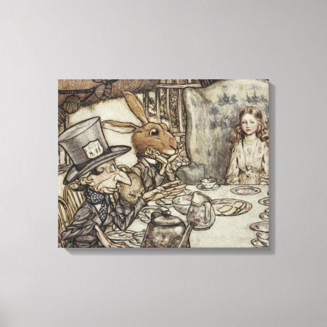 Impressão Em Tela Festa de Ódio do Coelho de Alice Birthday (Frente)