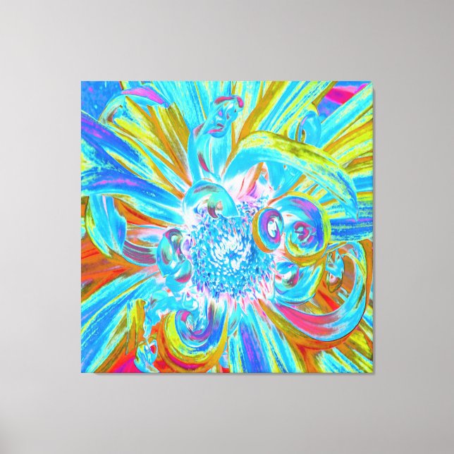 Impressão Em Tela Festive Chartreuse and Blue Dahlia Flower Petals (Frente)