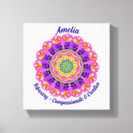 Impressão Em Tela Fevereiro Nascimento Flor Personalizado Mandala Ze