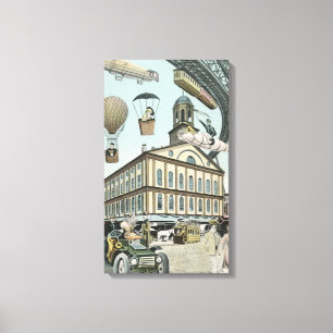 Impressão Em Tela Ficção científica retrô, cidade steampunk vitorian