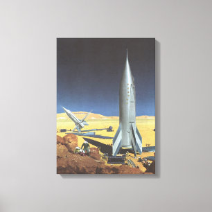 Impressão Em Tela Ficção científica vintage Planeta do deserto com f