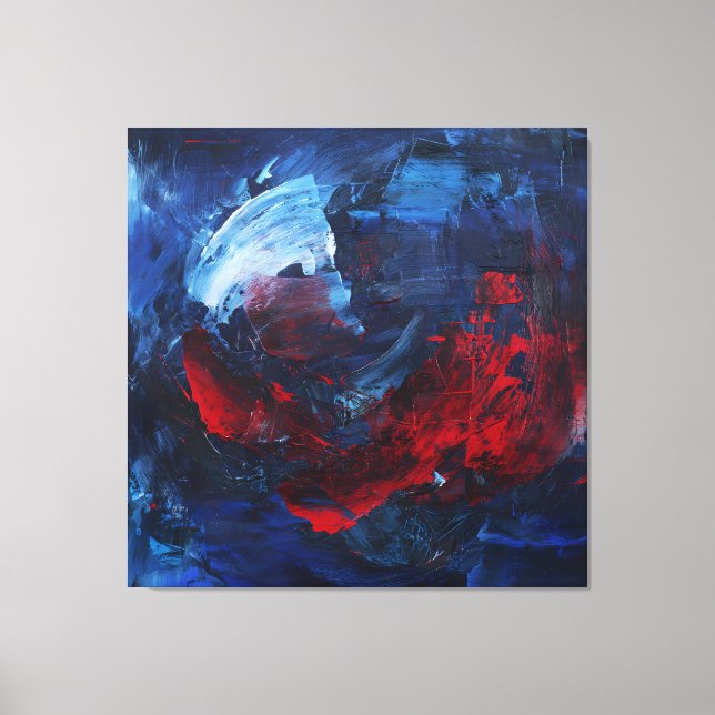 Impressão Em Tela Fiery Red Blue Bold Abstract Wall Art (Frente)