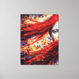 Impressão Em Tela Fiery Red Hair Woman Abstract Portrait Impasto