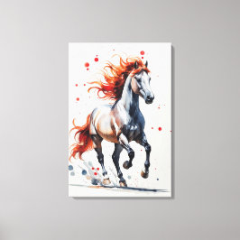 Impressão Em Tela Fiery Spirit - Majestic Horse Watercolor Art