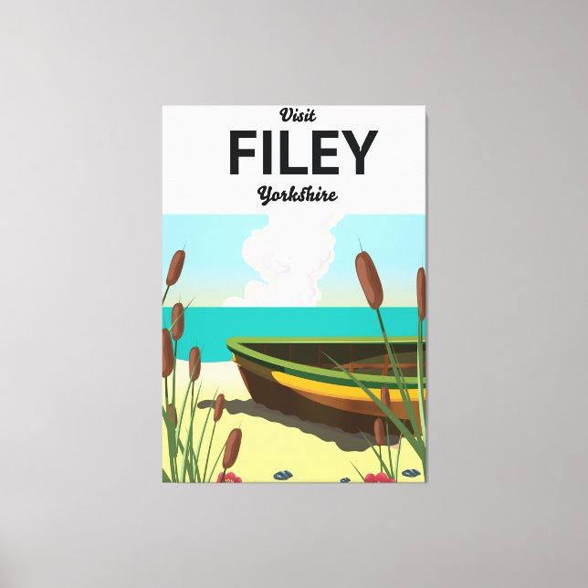 Impressão Em Tela Filey, Yorkshire Seaside poster de viagens (Frente)
