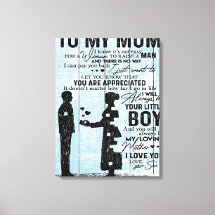 Impressão Em Tela Filho Para A Mãe Presente, Personalize A Carta Pa