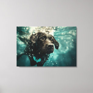 Impressão Em Tela Filhote de Labrador Nadando Embaixo d'Água Design