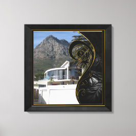 Impressão Em Tela Filigrana Dourada Abstrato preta