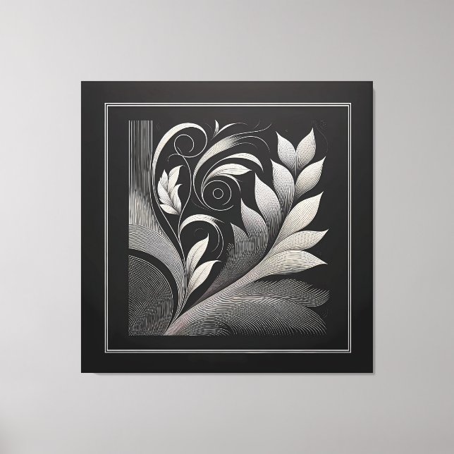 Impressão Em Tela Filigree Leaf Frame (Frente)