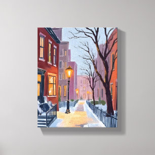 Impressão Em Tela Fim de Norte Inverno Boston Pintura em Aquarela