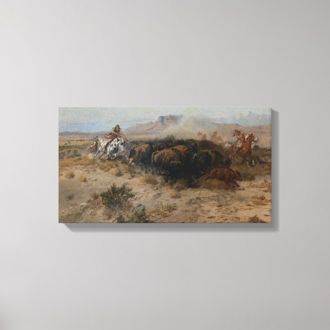 Impressão Em Tela Fine Art The Buffalo Hunt Charles Marion Russell (Frente)