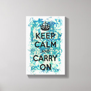 Impressão Em Tela Fique calmo e carregue no papel de parede azul