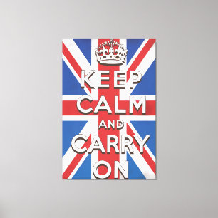 Impressão Em Tela Fique calmo e continue na bandeira britânica