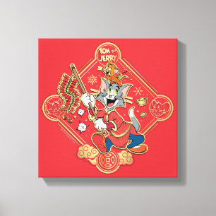 Impressão Em Tela Firecrackers de Iluminação de Tom e Jerry