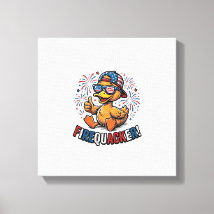 Impressão Em Tela Firequacker Pato Patriótico Camisa Vintage Design_