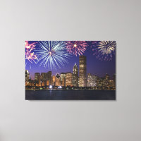 Fireworks sobre o skyline de Chicago