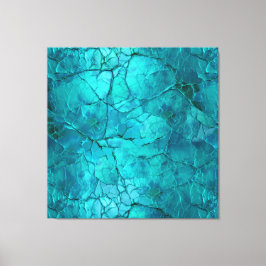 Impressão Em Tela Fissuras, Linhas em Teal e Turquesa