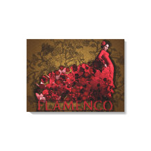 Flamenco Lady Espanha Dance Art vermelho castanho