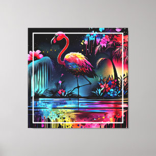 Impressão Em Tela Flamingo em A Lake-63852
