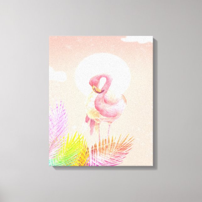Impressão Em Tela Flamingo Lovers | Pássaro Flamingo Cujo Pássaro Te (Frente)