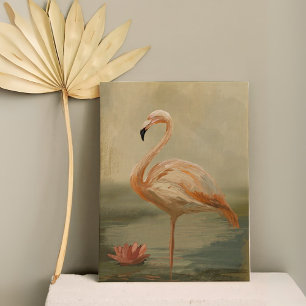 Impressão Em Tela Flamingo pela água - Pássaro Elegante