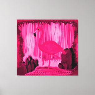 Impressão Em Tela Flamingo Radiante Surrealismo Tropical