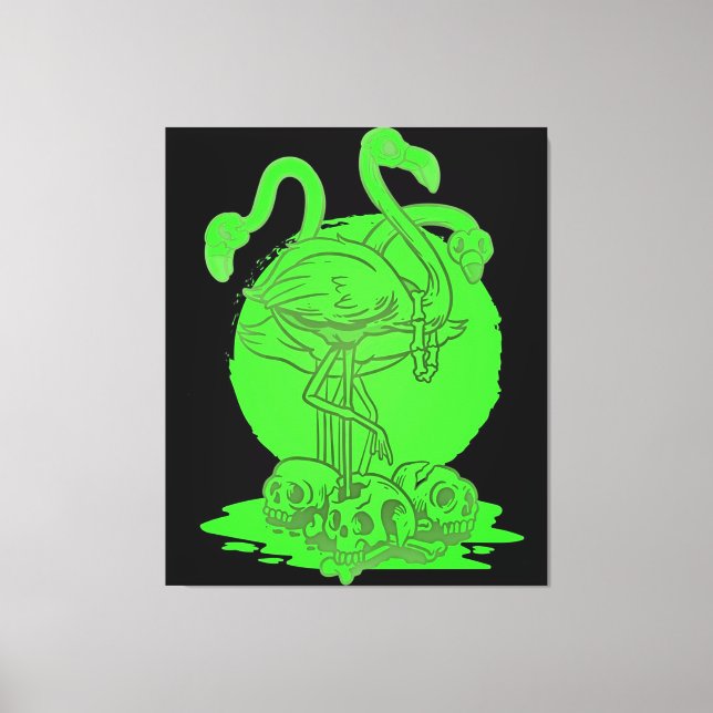 Impressão Em Tela Flamingo Skull Halloween | Presente Para Flamingo  (Frente)