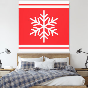 Impressão Em Tela Floco de neve alpino Diversão Natal Frio Vermelho