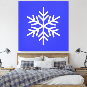 Impressão Em Tela Floco de neve branco e festivo branco sobre o azul