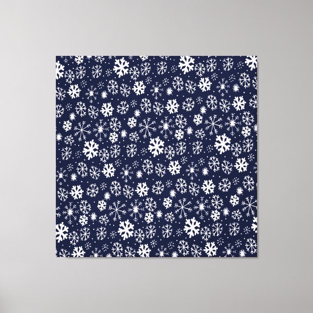 Impressão Em Tela Floco de Neve Desenhado à Mão com Fundo Azul Cláss (Frente)