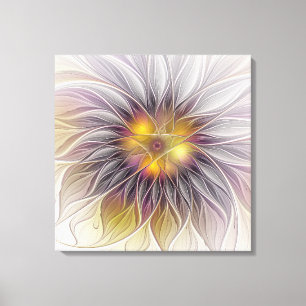 Impressão Em Tela Flor Colorida Luminosa, Abstrato Moderno Triptych