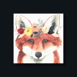 Impressão Em Tela Flor Coroa Florestal Fox<br><div class="desc">Esta impressão de aquarela apresenta um retrato macio de uma raposa enfeitada com uma coroa | Por Grace Popp</div>