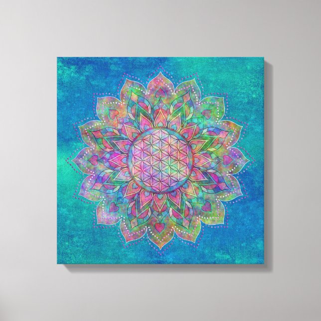Impressão Em Tela Flor Da Vida - Indígena Mandala 7c (Frente)