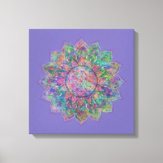 Impressão Em Tela Flor da Vida - Mandala Indiana 7c (Frente)