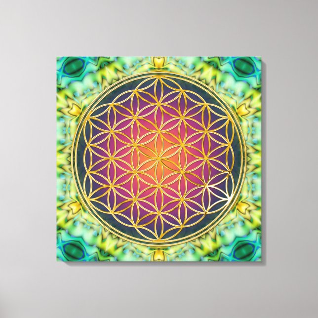 Impressão Em Tela Flor Da Vida - Ouro - Frente 2 (Frente)