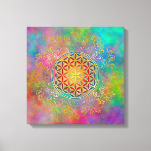 Impressão Em Tela Flor Da Vida - Vintage Ornament Mandala 1