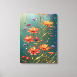 Impressão Em Tela Flor de Abstrato de Fiação