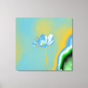 Impressão Em Tela Flor de Cosmos Azul Pop Art