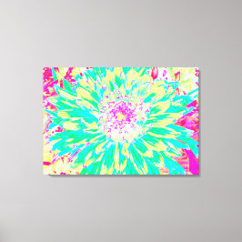 Impressão Em Tela Flor de Dália Amarelo e Magenta Decorativa