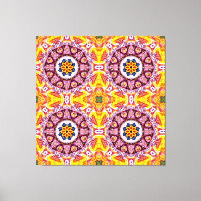 Impressão Em Tela Flor de Fogo Azul e Laranja (Frente)