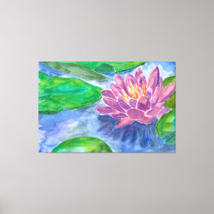 Impressão Em Tela Flor de Lotus e Plantas Verdes