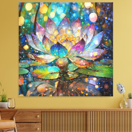 Impressão Em Tela Flor de Lótus Iluminada em Flor