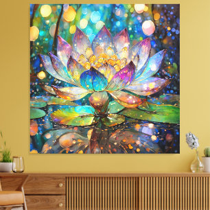 Impressão Em Tela Flor de Lótus Iluminada em Flor